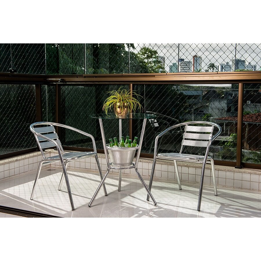 Conjunto 1 mesa e 4 cadeiras varanda externa 100% Aluminio cjmb409100  Relevance no Shoptime