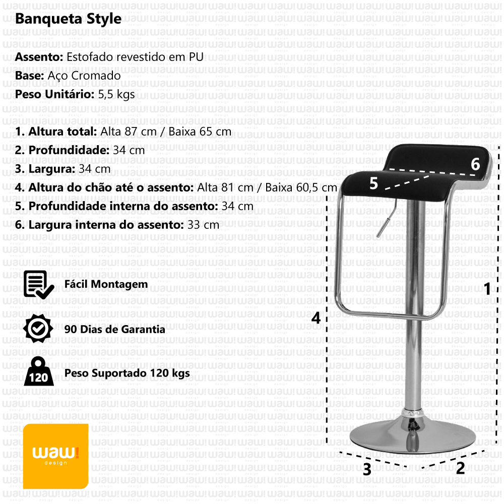 Banqueta Style Branca Base Giratoria Cromada Altura Regulavel Cozinha Bar Bancada Ecadeiraslegacy