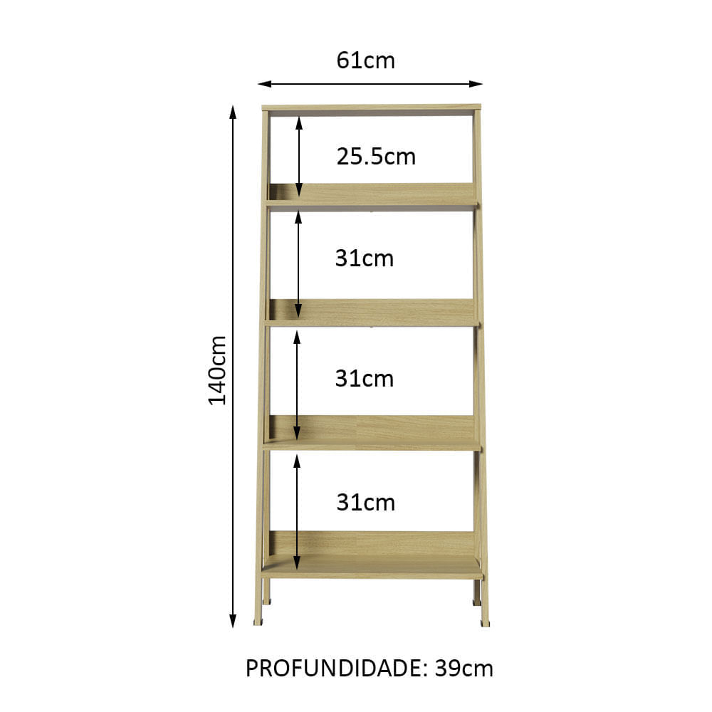 Estante Escada para Livros com 4 Prateleiras Madesa Branco