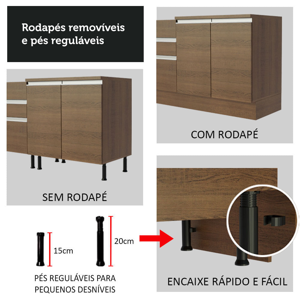 Cozinha Completa de Canto Madesa Glamy 399002 com Armário e Balcão